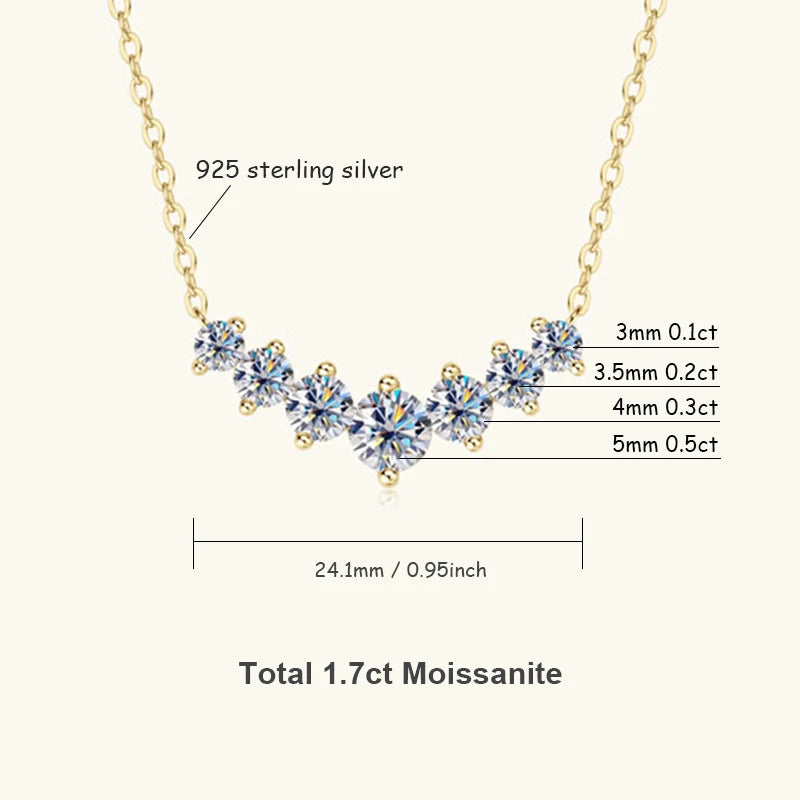 Collier U-Smile en moissanite D VVS1 pour femme, diamant de laboratoire scintillant couleur D, collier de luxe en argent sterling 925 certifié GRA