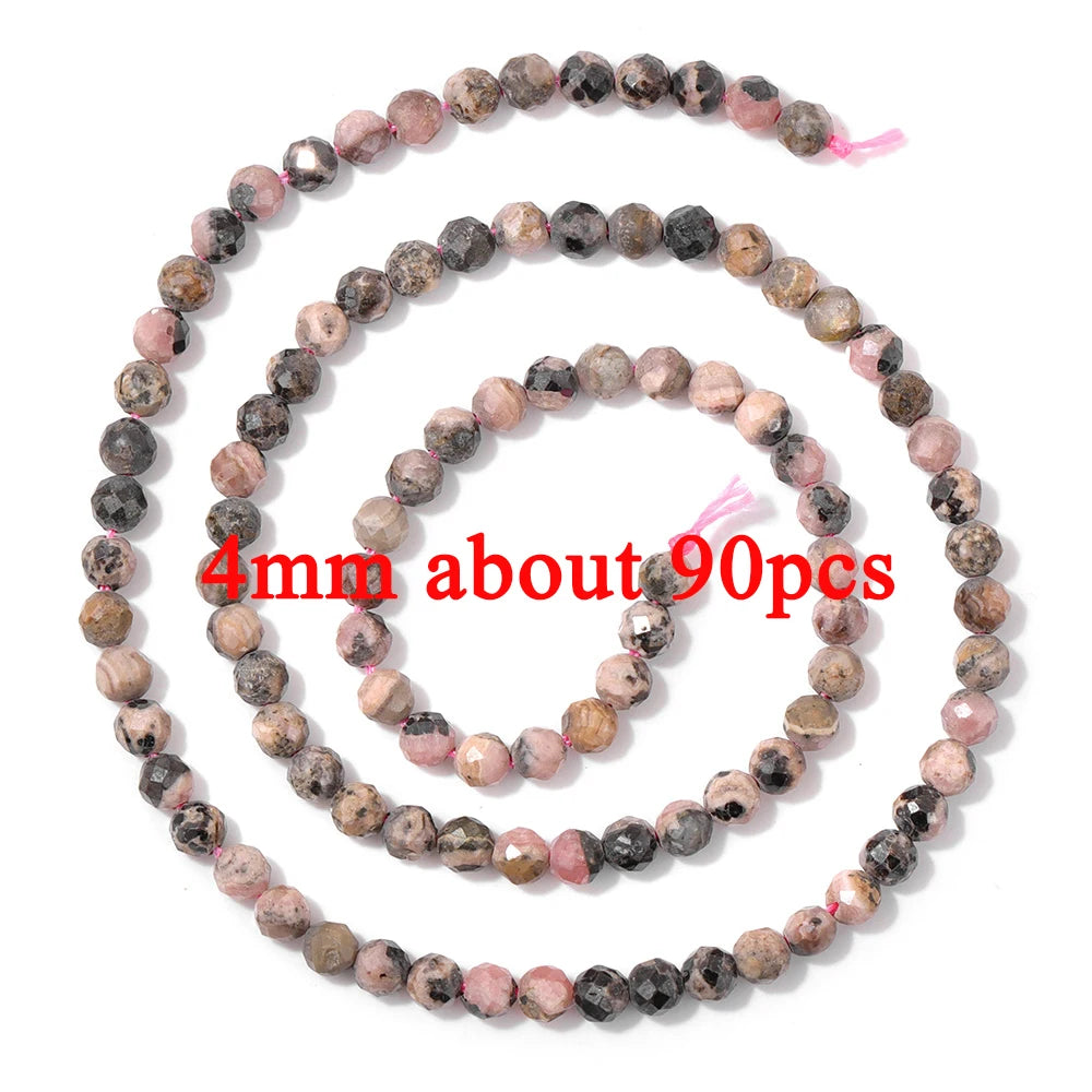 Wholesale Natural Pink Black Rhodonite Stone Beads Round Oval Rondelle Loose Spacer Gem Bead For Jewelry Making DIY Accessories