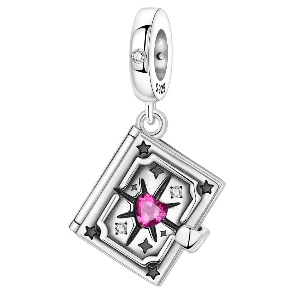 PANPOKI 925 Sterling Silver Switchable Book Pendant Beads Original Pendants Bracelet Charm Jewelry Party DIY Trendy Gifts