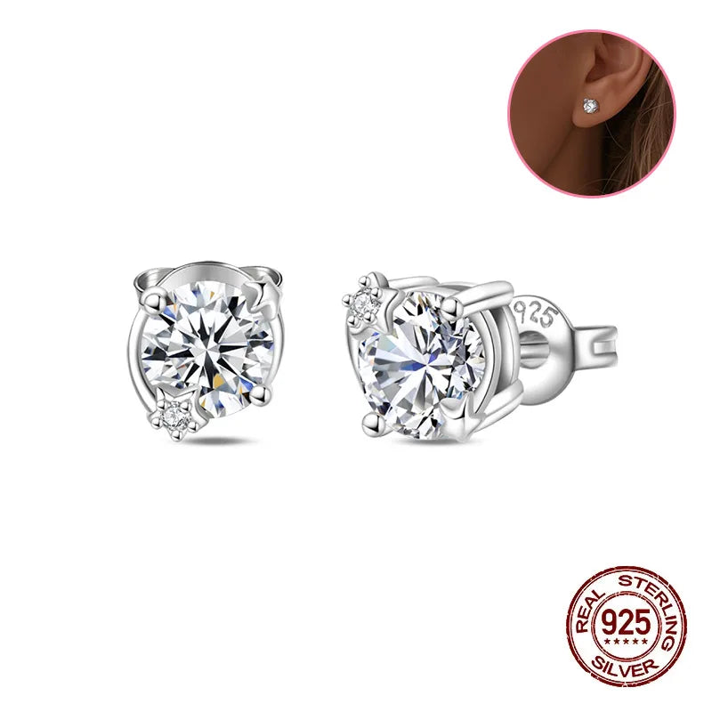 Crystal Zircon 100% 925 Sterling Silver Earrings Butterfly Zirconia Silver Stars Stud Earrings For Women Sterling Silver Jewelry