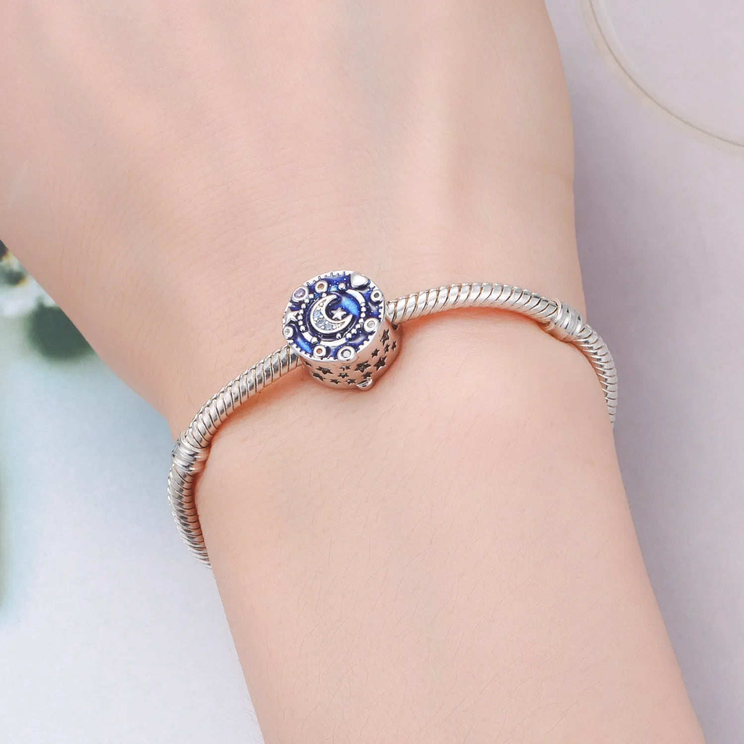 PANPOKI 925 Sterling Silver Sun Moon Trajectory Pendant Beads Original Pendants Bracelet Charm Jewelry Party DIY Trendy Gift