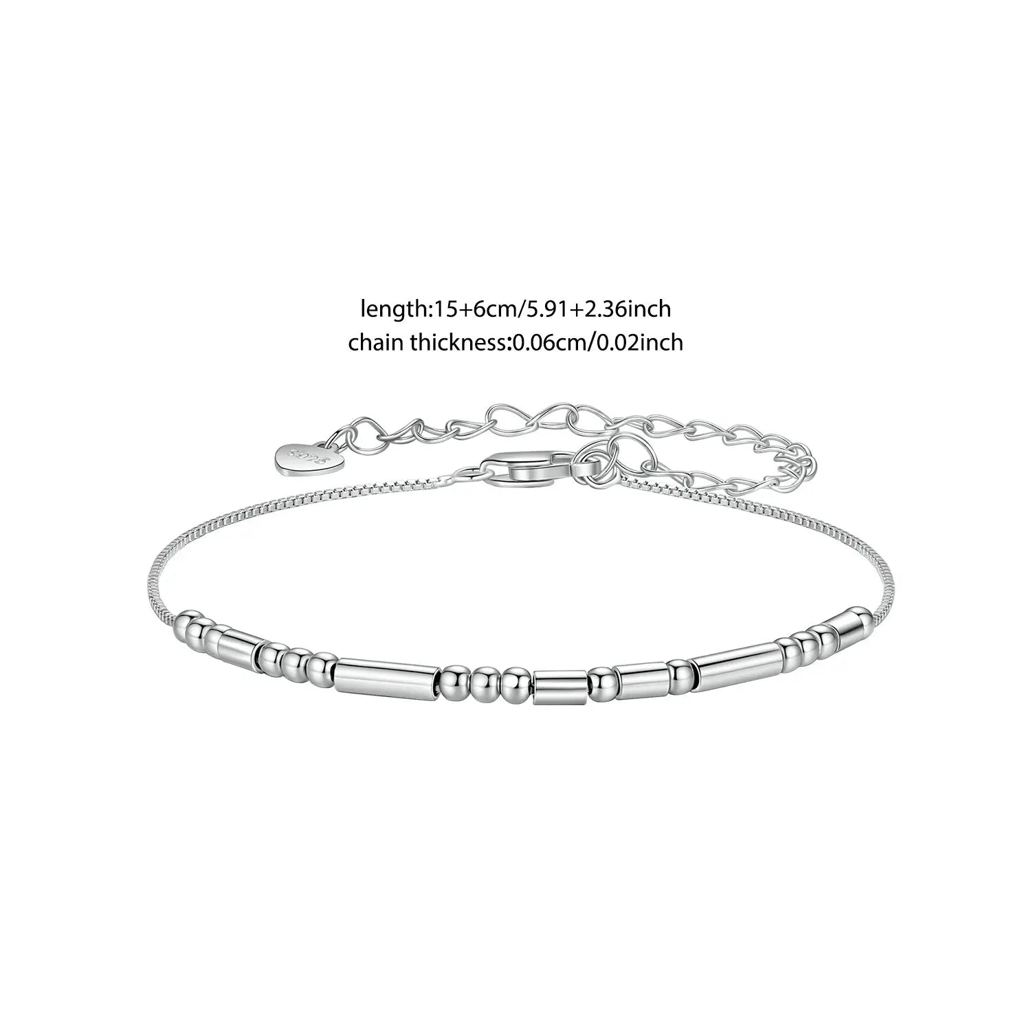 BISAER 925 Sterling Silver I Love You Morse Code Bracelet Trendy Thin Dainty Stackable Link Chain for Women Party Fine Jewelry