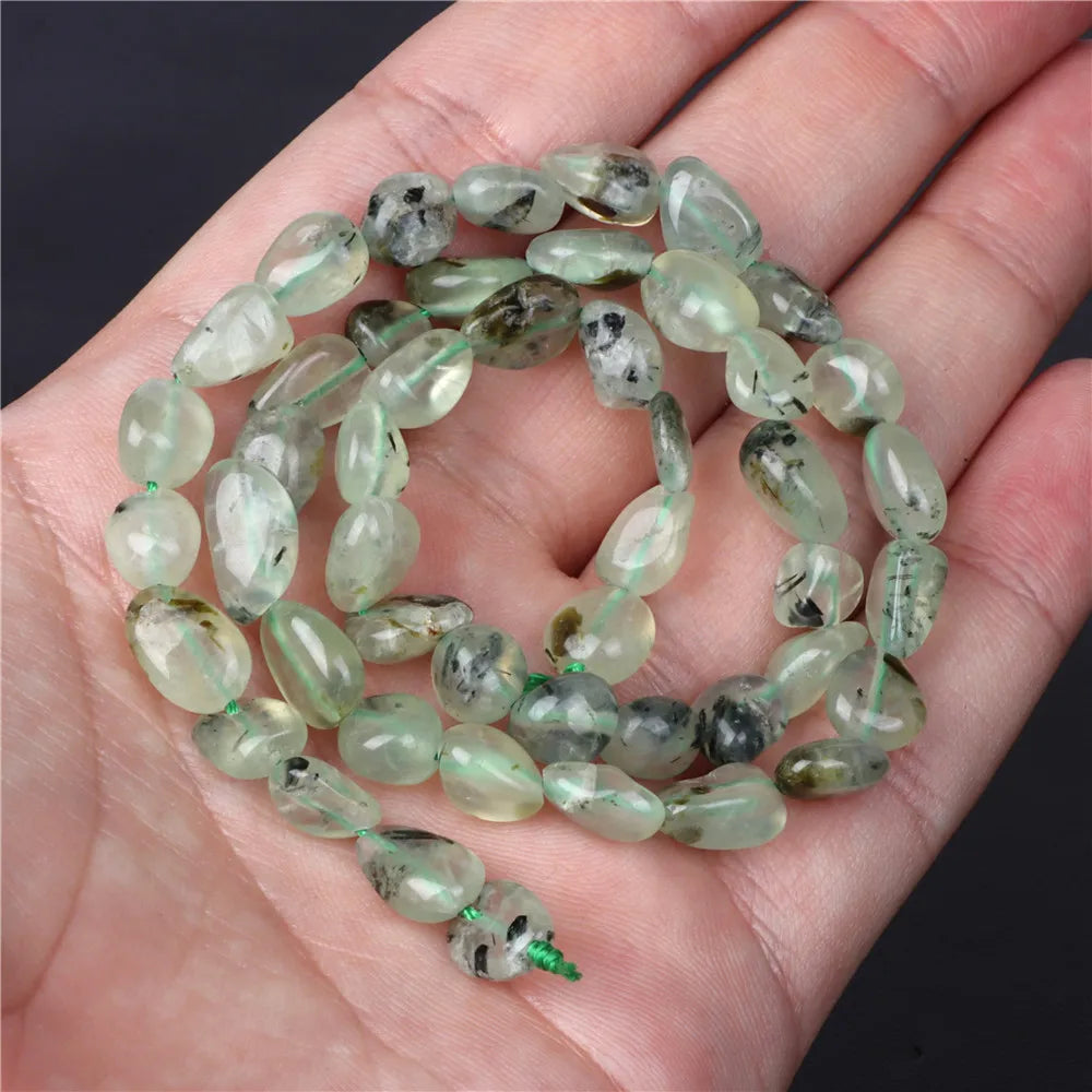 Natural Stone Beads Green Prehnites Round Faceted Loose Spacer Raw Chip Bead For Jewelry Making Needlework Diy Bracelet Necklace