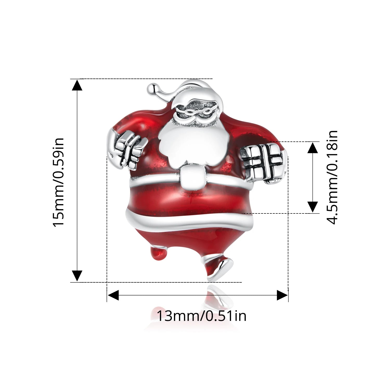 BISAER 925 Argent Sterling Noël Elk Bonhomme en Pain d'épice Père Noël Breloque Perles Arbre de Noël Cloche Renne Pendentif Fit Bracelet DIY