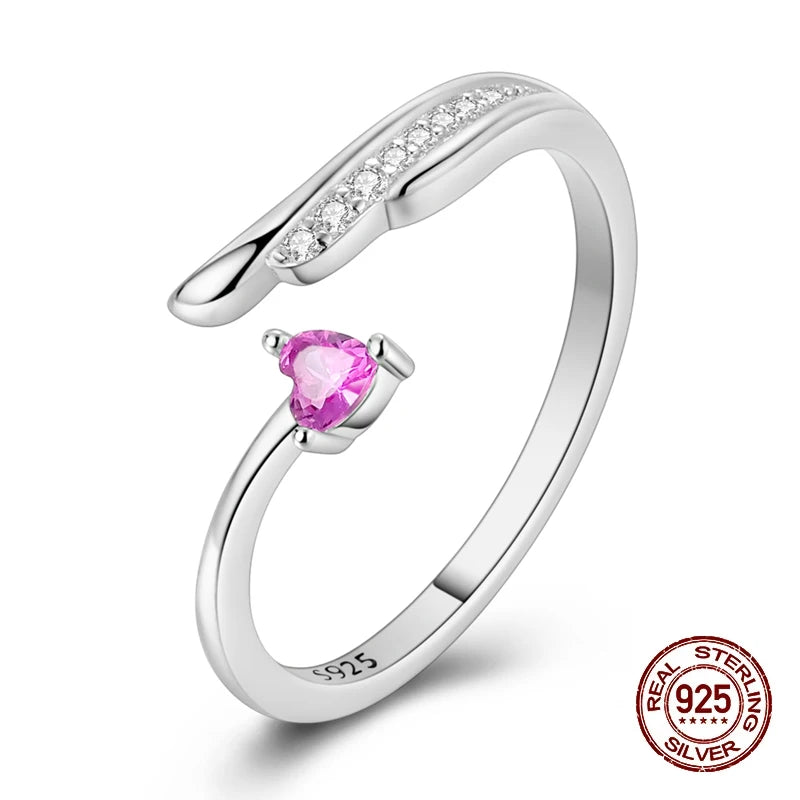 Rings For Women 100% 925 Sterling Silver Shiny Dragonfly Heart Shaped Hollow Open Rings Fine Wedding Engagement Jewelry Gift