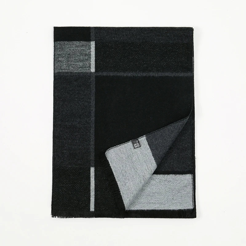 Luxury Winter Man Scarf Plaid Shawl Warm Autumn Cashmere Handkerchief Soft Outdoor Muffler Bufanda Solid Man Scarf 2025 - Madeinsea©