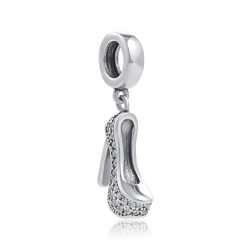 New Original 925 Silver Plated Accessories Fashion Charm Perfume High Heels Bead Fit Pendant Bracelet For Women DIY Jewelry Gift
