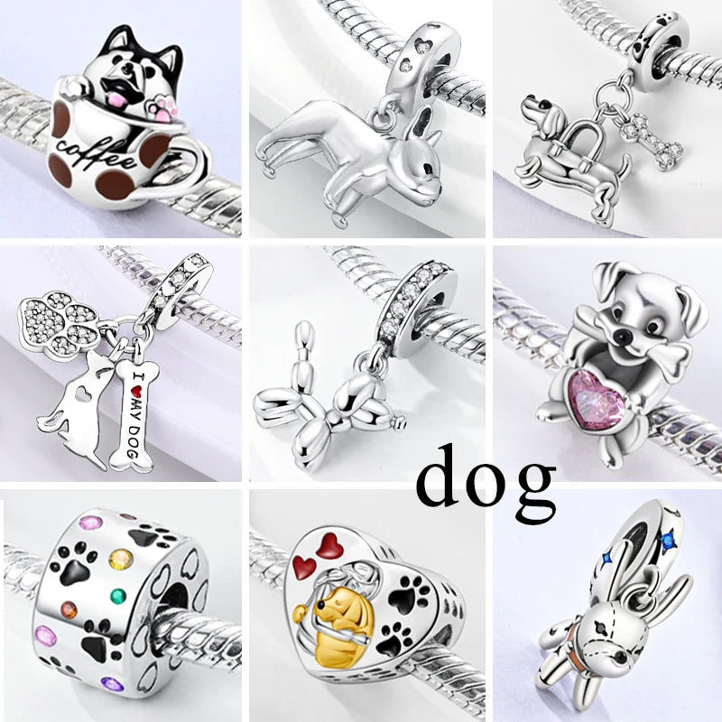 New Original Charms Beads Pendant 925 Silver Sterling Dog Cat Firefly Butterfly Dragonfly Charm For Woman Fashion Jewelry Making