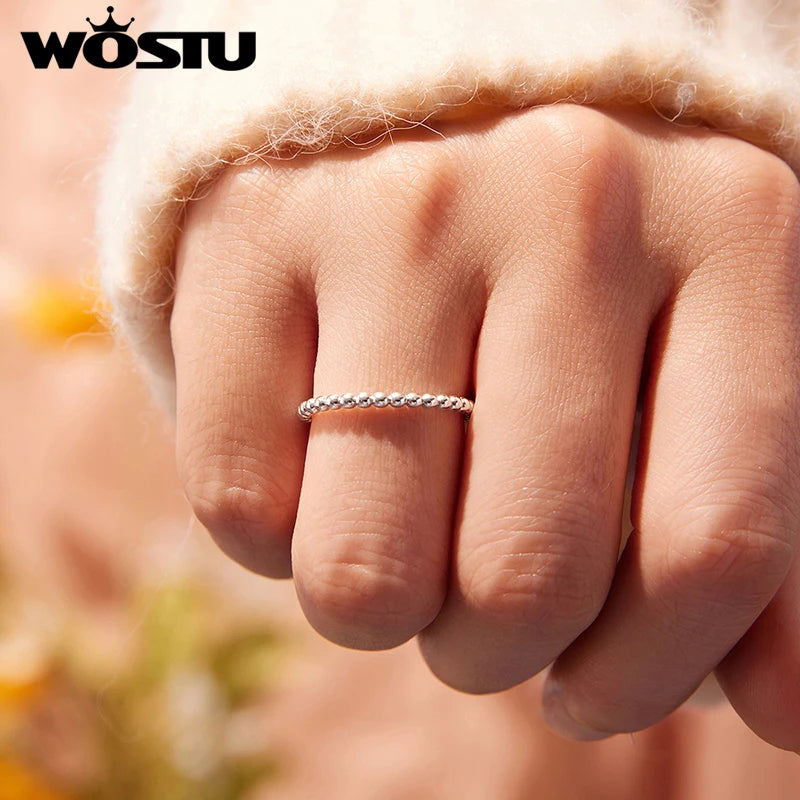WOSTU Wedding Band Rings for Women 925 Sterling Silver AAA Zircon Stackable Engagement Crossed Rings Simple Jewelry Party Gift