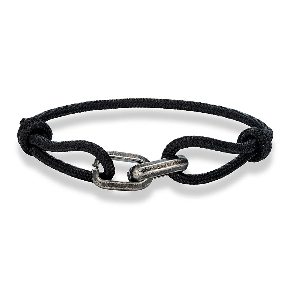 MKENDN Punk Style Mens Bracelet Rope Chain Thin Mens Black Rope Nylon Bracelet Women Stainless Steel Bracelet Mens Jewelry