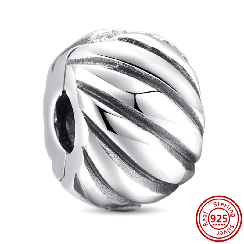 Authentic 100% 925 Sterling Silver Fit Original Pantaro Charms Bracelet Heart Round Style Simple Beads Women DIY Jewelry Making