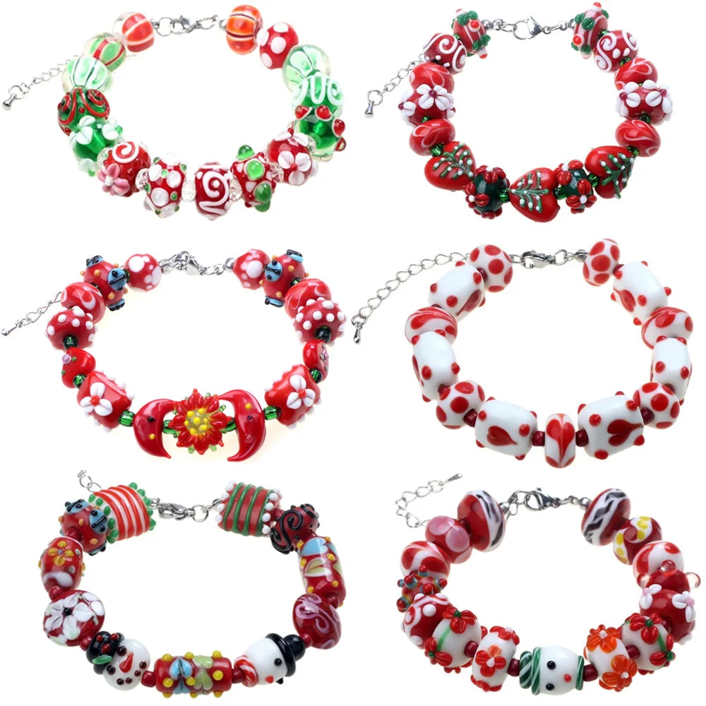 Christmas Gift Pure Handmade Retro Lampwork Glass Beads For Crafts Charm Bracelets
