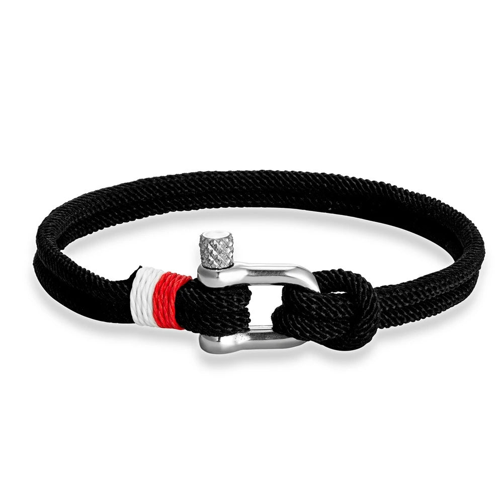 MKENDN Minimalist Lucky Rope Bracelet Stainless Steel Mini U-Shape Shackle Buckle Bracelets for Men Women Couple Gift