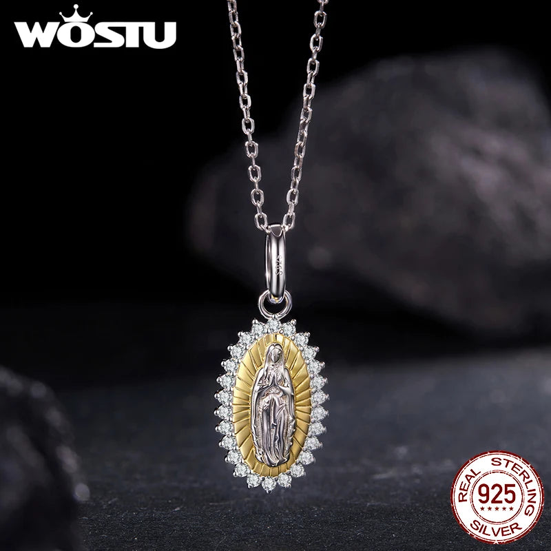 WOSTU Religious Series 925 Sterling Silver Prayer Charms Guardian Angel Pendant Red heart Bead Fit Bracelet DIY Jewelry Making