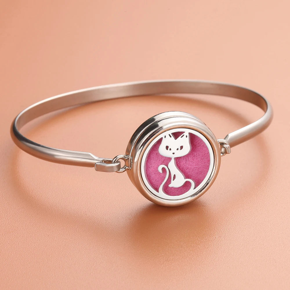 Aromatherapie-Armbänder mit Baum-Diffusor, Manschettenarmband, Parfüm-Armband mit ätherischen Ölen, offenes Medaillon-Armband, Aromaschmuck