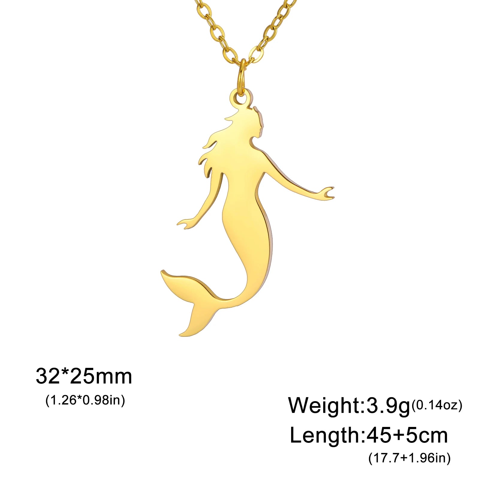 Colliers de sirène en acier inoxydable Dreamtimes Pendentifs Chaîne de cou Ras du cou Bijoux une pièce Chaîne de clavicule Bijoux Femmes