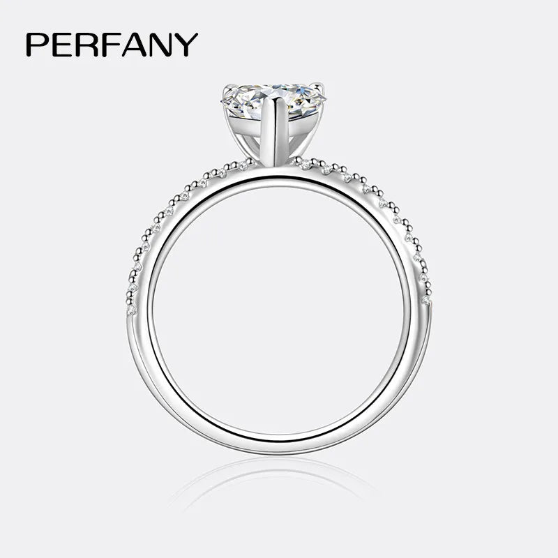 PERFANY 1/2CT Heart Cut Moissanite Ring for Women S925 Pure Silver Shiny Laboratory Diamond Engagement Luxury Jewelry - Madeinsea©