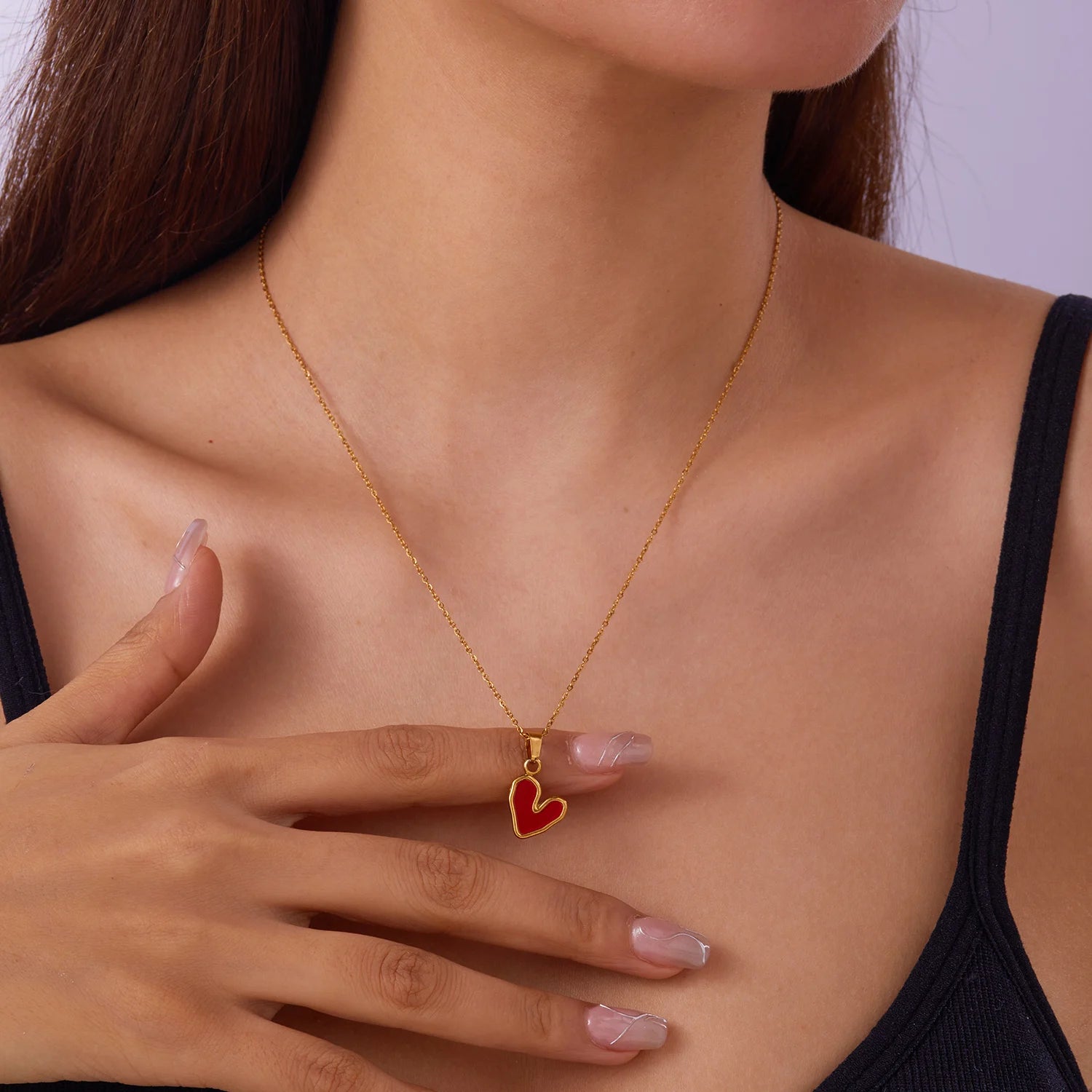 Stainless Steel Love Heart Necklace For Women Gold Color Colorful Pendant Choker Neck Chain Lover Party Birthday Jewelry Gifts