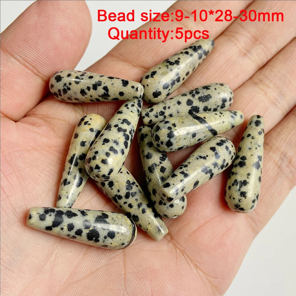 Natural Dalmation Jaspers Stone Bead Round Tube Square Shape Loose Beaded Fit Jewelry Making Accessories Diy Bracelets Necklace