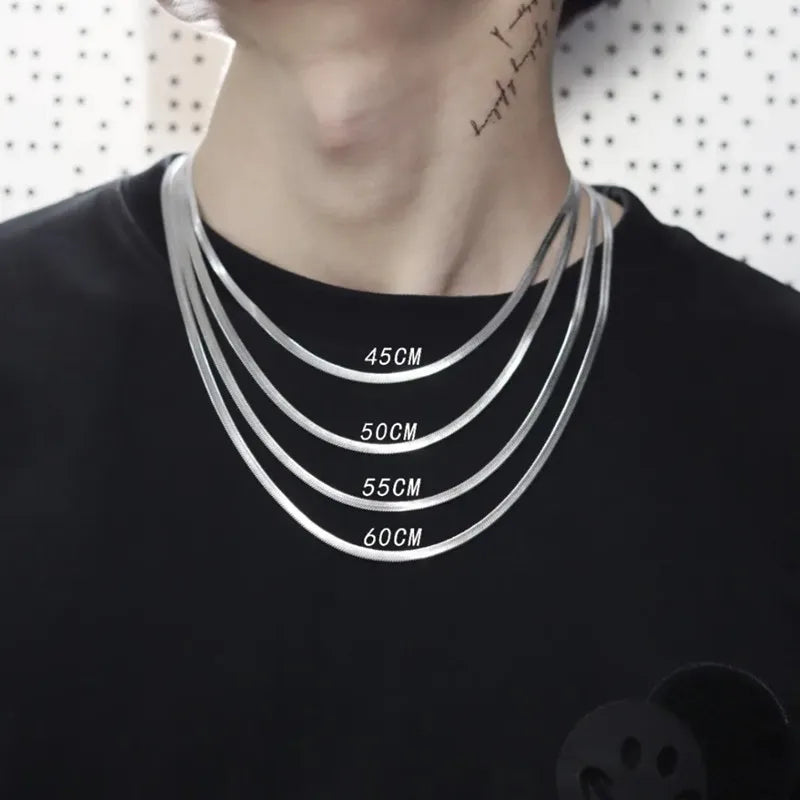 MKENDN Fashion Unisex 5mm Snake Chain Women Necklace Choker Stainless Steel Gold Plated Chain Necklace For Women Jewelry