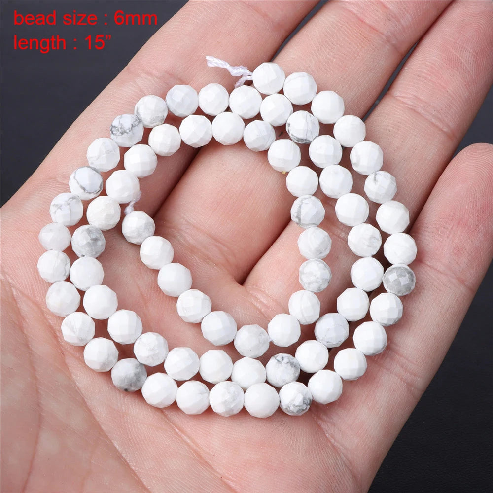 New Arrival Natural Howlite Stone Bead White Turquoises Loose Beads Jewelry Making Perles Gem Loose Beaded Diy Bracelet Necklace