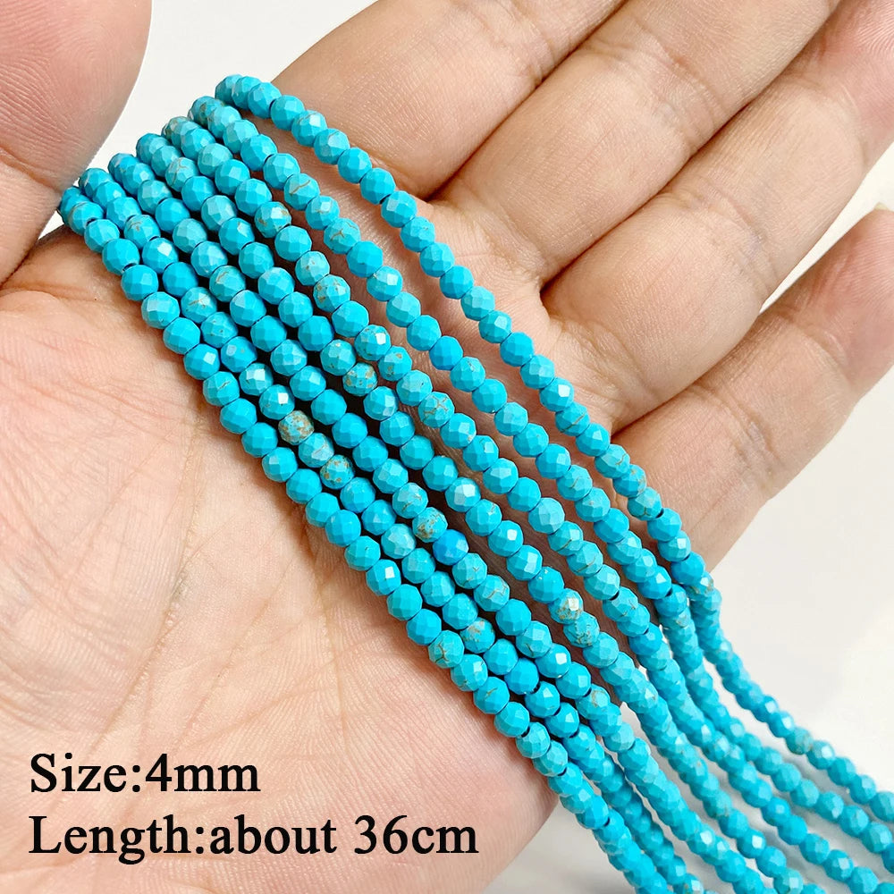 Wholesale Blue Turquoise Stone Beads Round Square Rondelle Irregular Loose Spacer Bead For Jewelry Making DIY Bracelet Necklace