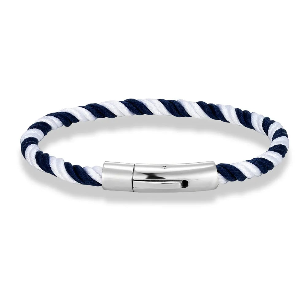 MKENDN Minimalist Braided Rope Bracelet Stainless Steel Snap Fastener Lucky Surfing Thread Bracelet Gift for Men Women Couple
