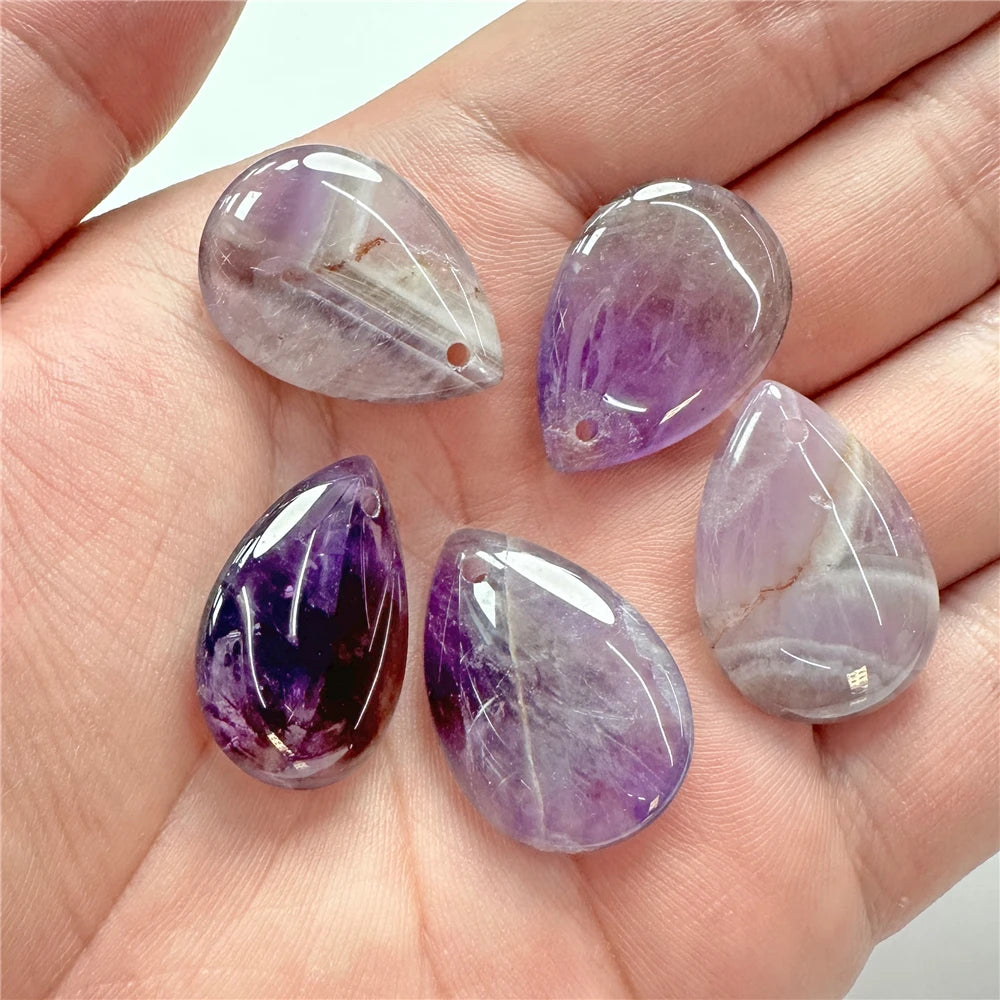 High Quality Smooth Water Drop Gem Pendant Natural Apatite Quartzs Labradorite Top Drilled Charm Bead For Jewelry DIY 18X25MM