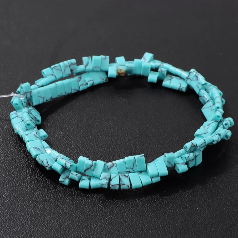 2x5mm Natural Two Hole Stone Bead Rectangle Tiger Eye Quartz Amazonite Loose Spacer Beads For Jewelry Making Bracelet Handmade