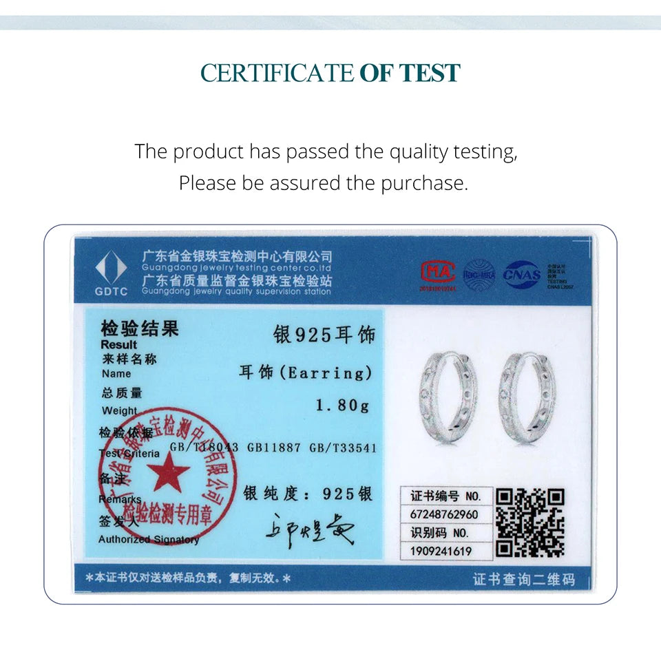 BAMOER White Gold Starry Round Hoop Earrings for Women Real 925 Sterling Silver Huggie Earrings Fashion Fine Jewelry BSE1114