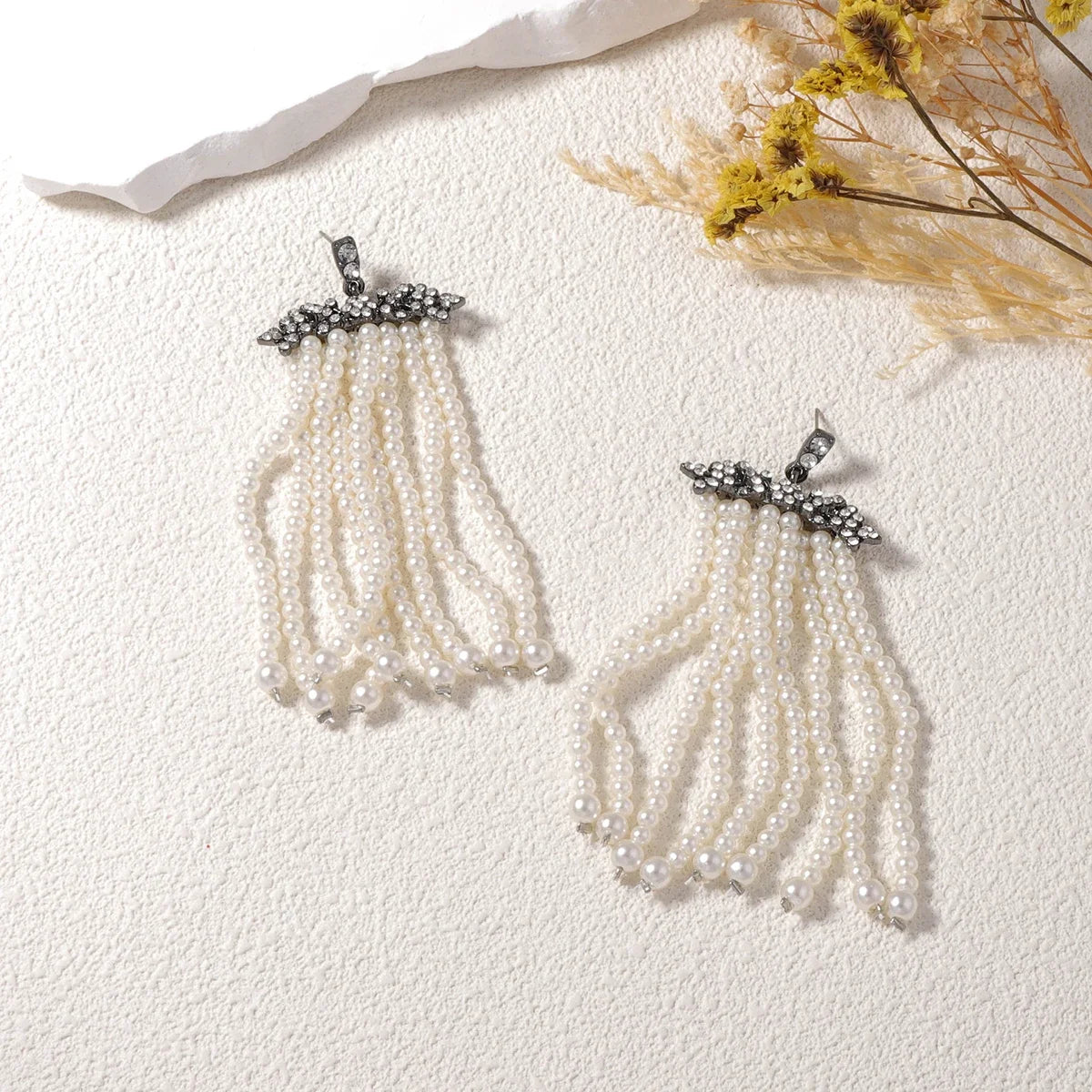 ZAA New Temperament Sweet Long Pearl Tassel Earrings