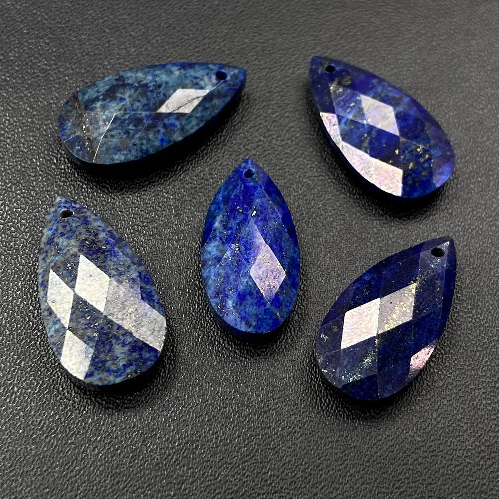 2PCS Natural Water Drop Stone Pendant 13X25mm Faceted Howlite Tiger Eye Amazonite Charms For Jewelry Making Necklace Earring DIY