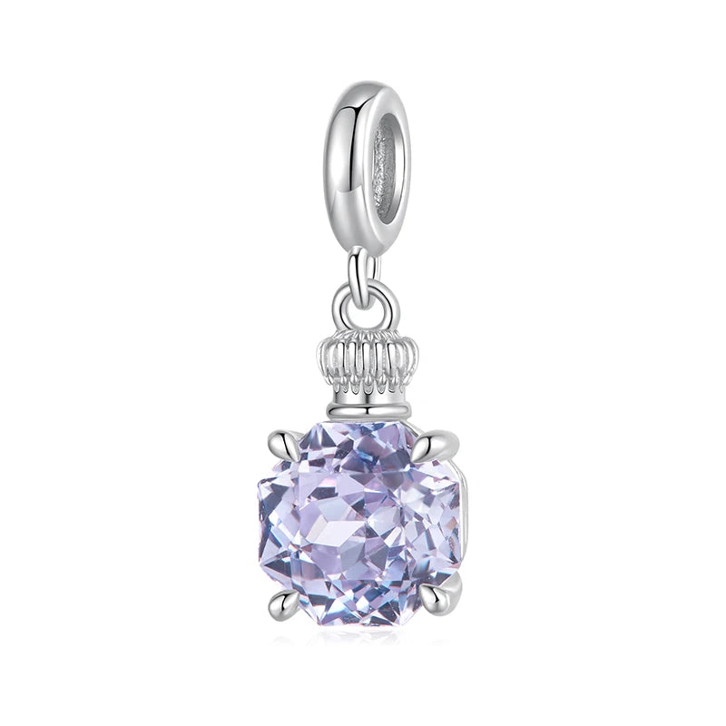 BAMOER 925 Sterling Silver Red Heart Charm Ombre Purple Perfume Bottle Pendant Original for Women DIY Necklace Romantic Gift