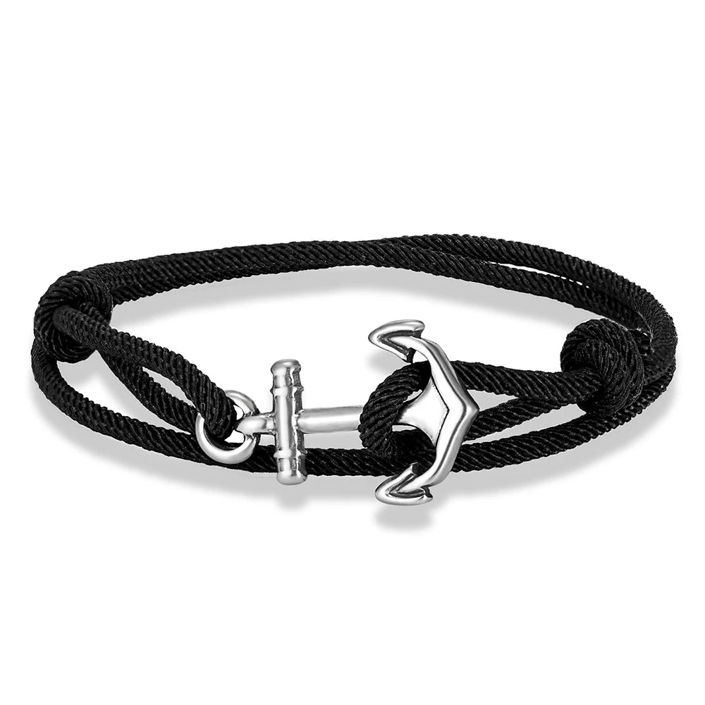 MKENDN Nautical Style Men Anchor Bracelet Handmade Adjustable Surfering Rope Braslet Unfading 3mm Thin String Braclet Homme
