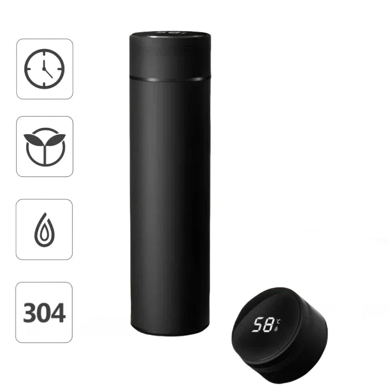 2025 Smart Display 304 Stainless Steel Thermos Cup Vacuum Water Cup for Men and Women Students High Value Office Cup