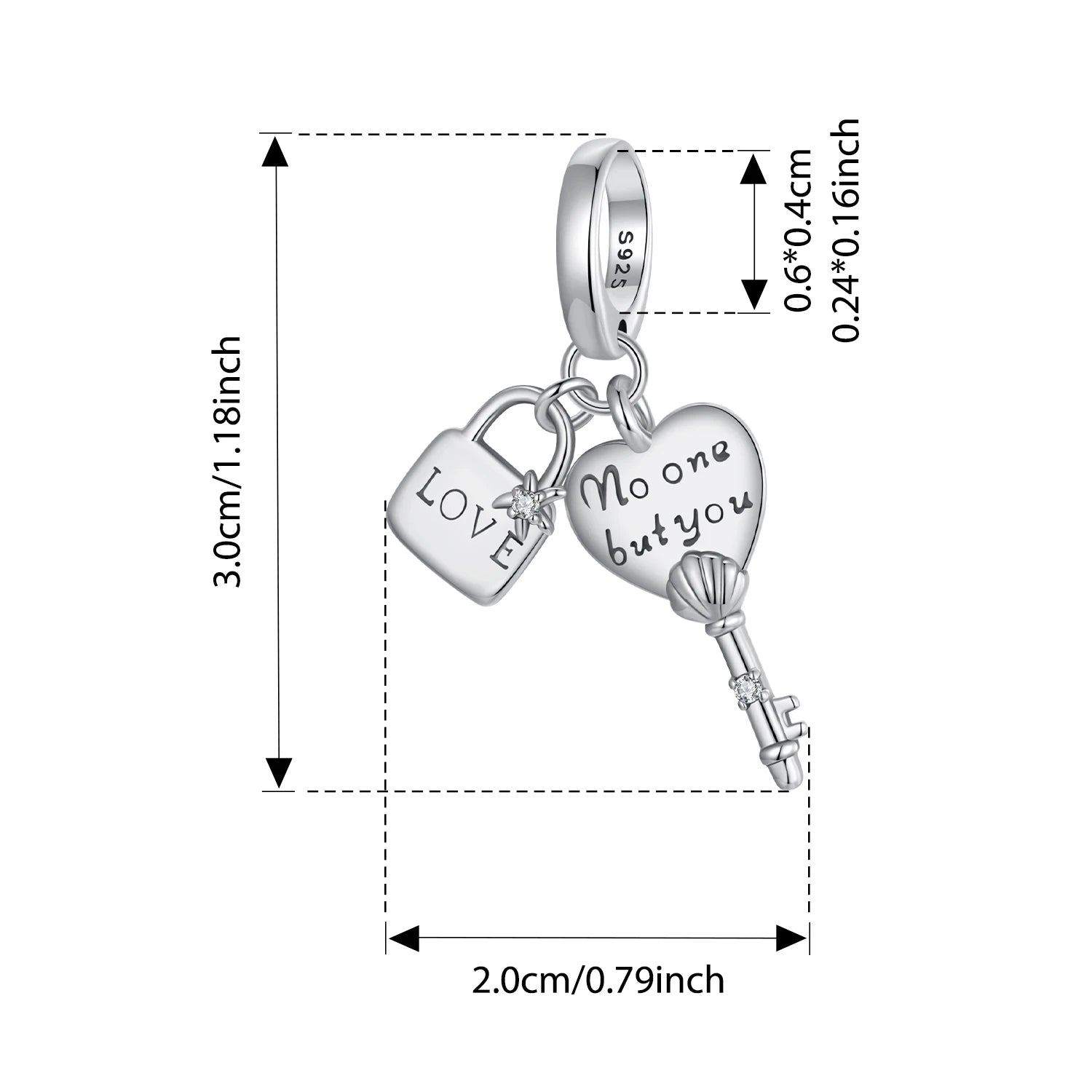 BISAER 925 Sterling Silver Eternal Love Family Charm Bead Lock Key Heat Mom Pendant For Women DIY Bracelets Fine Jewelry Gift