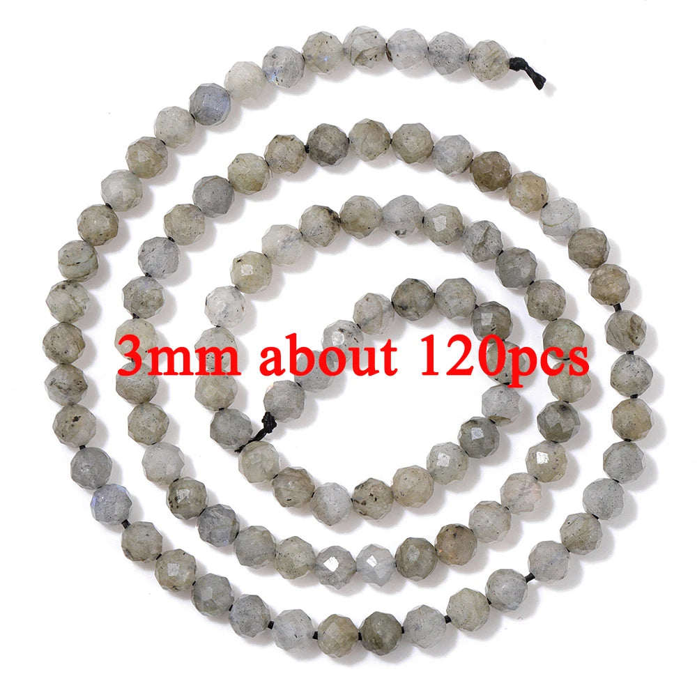 Natural Dark Labradorite Stone Bead Black Spectrolite Faceted Round Leaf Square Loose Spacer Beads For Jewelry Making Handmade