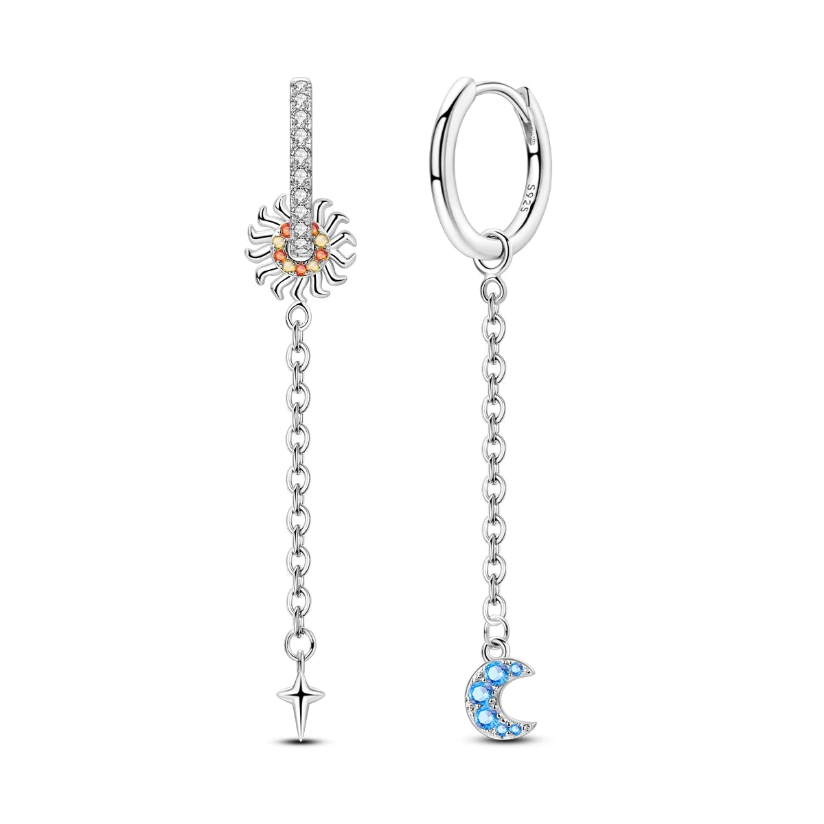 New Classic Earring For Women 925 Silver Sparkling Zircon Serpentine Rectangular Star Cat Double Hoop Earring Engagement Jewelry