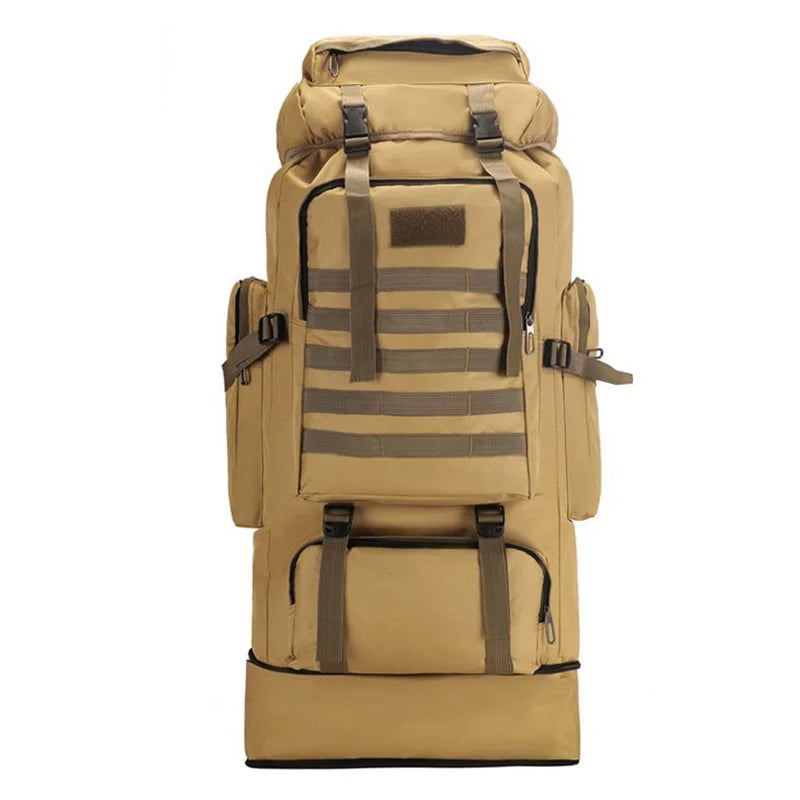 100l travel backpack Outdoor Hiking Backpack Men's 100l Large Capacity Lightweight Backpack Women's Hiking Waterproof Tourism (Khaki)