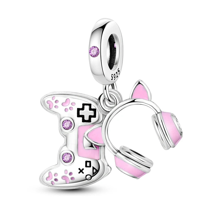 2024 Hot Sales 925 Sterling Silver Pink Charm Beads Pendent For Original Bracelets Charm Dangle Women Gril Jewelry Gifts