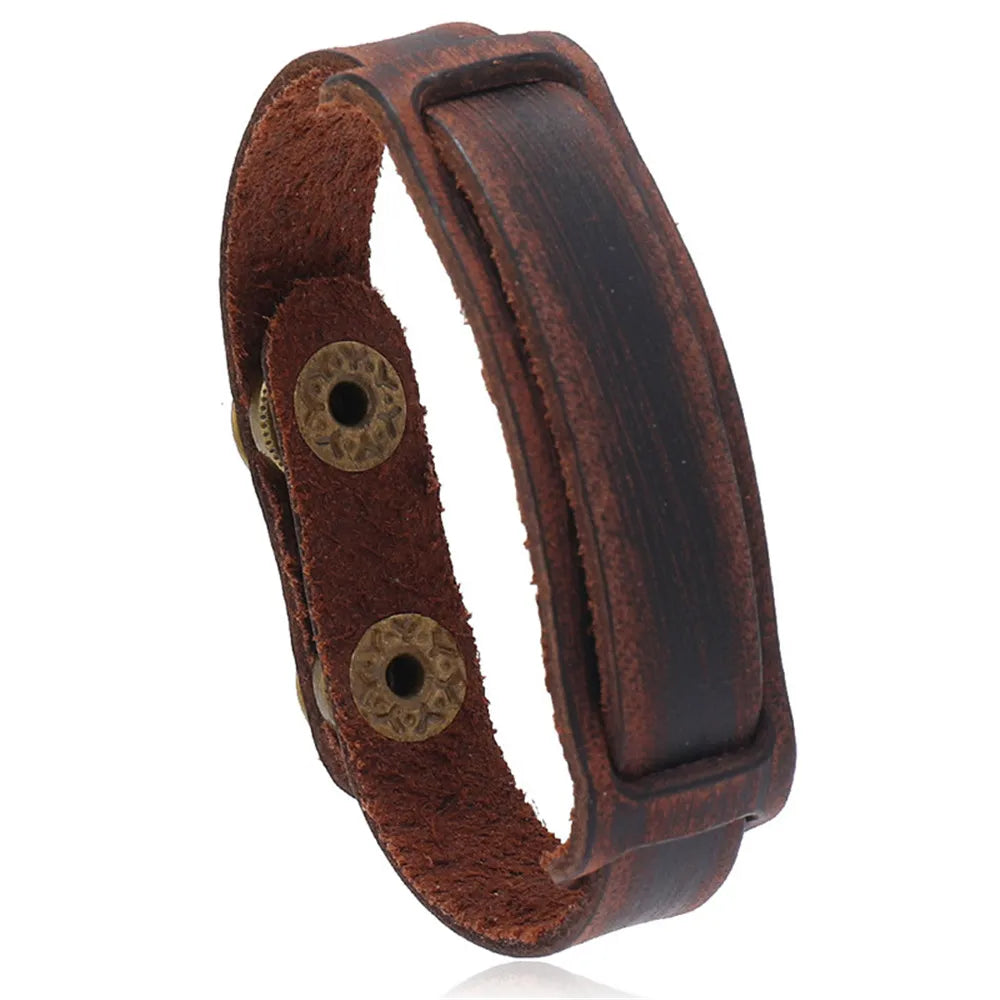 MKENDN Punk Style Multilayer Braided Leather Bracelet Vintage Men Bicycle Chain Bracelet Stainless Steel Easy Buckle Male Gift