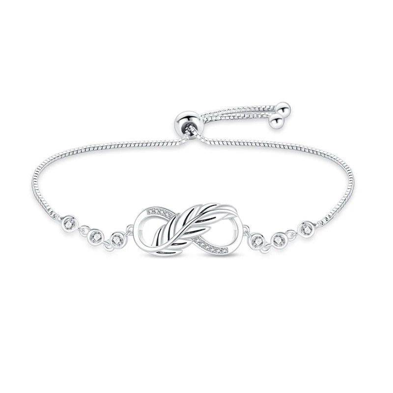 Trendy Bracelet For Women 925 Silver Sparkling Lucky Infinite Symbol Sakura Sunflower Butterfly Pendant Bracelet Wedding Jewelry