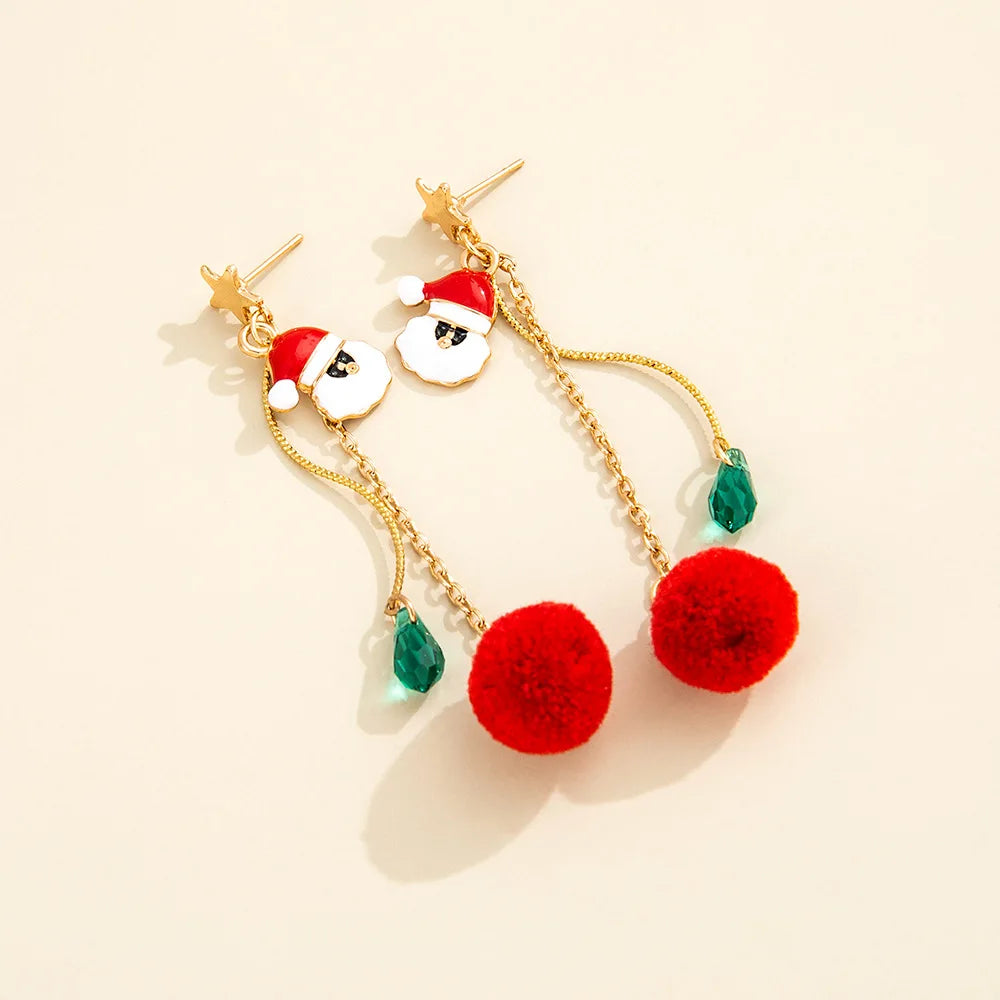 New Trendy Delicate Christmas Tree Earrings For Women Colorful Beads Stars Santa Claus Snowman Drop Earring Girl Christmas Gifts
