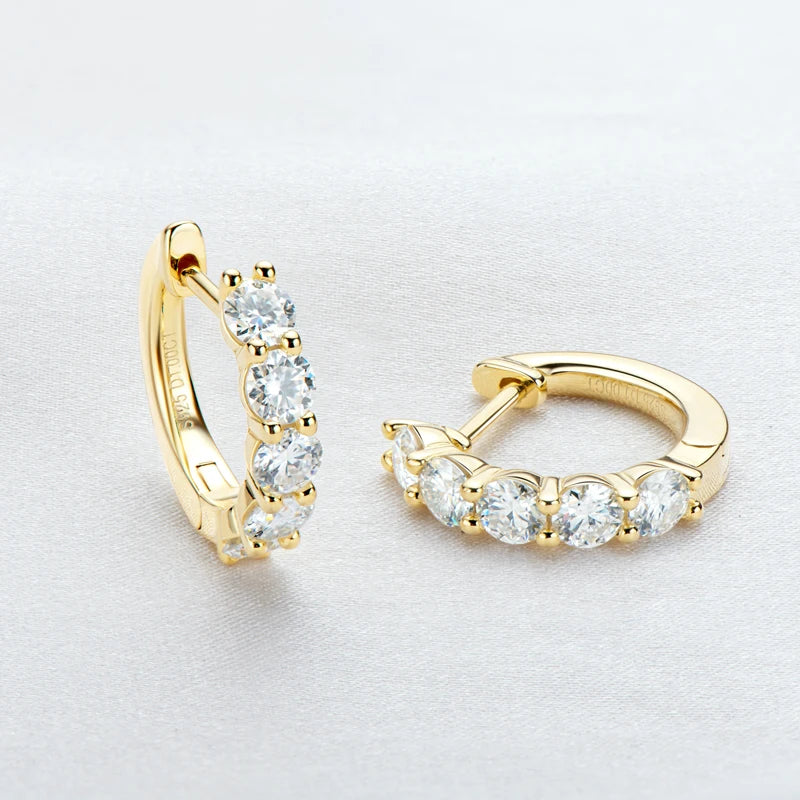 OXTAO Real 925 Silver 3.5mm Moissanite Clip Earrings Female Jewelry Hoop Earring  Sparkling Lab Diamond Wedding Party Jewelry