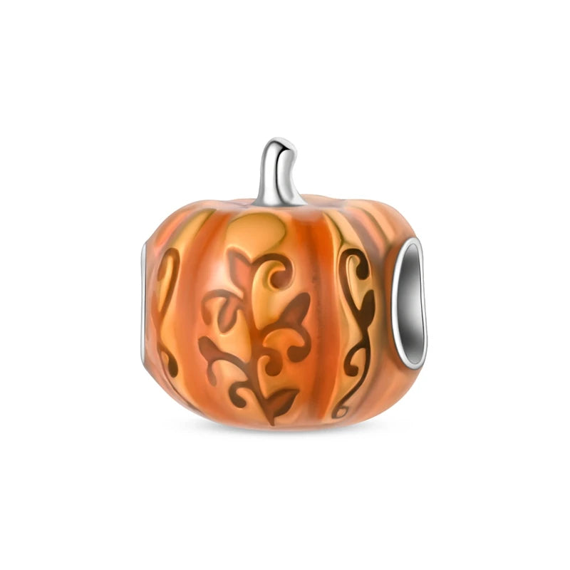 New 925 Sterling Silver Charm Beads Pendant Pumpkin Maple Leaf Autumn Series Charms Fit Original Bracelets Fine Jewelry