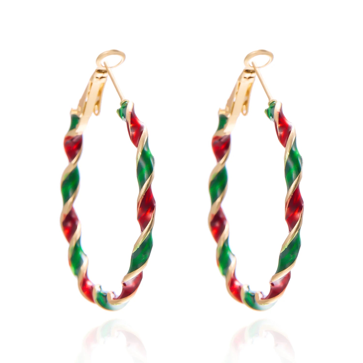 Christmas Big Round Circle Hoop Earrings For Women Colorful Twist Punk Exaggerate Earring Party Festival New Year Jewelry Gifts