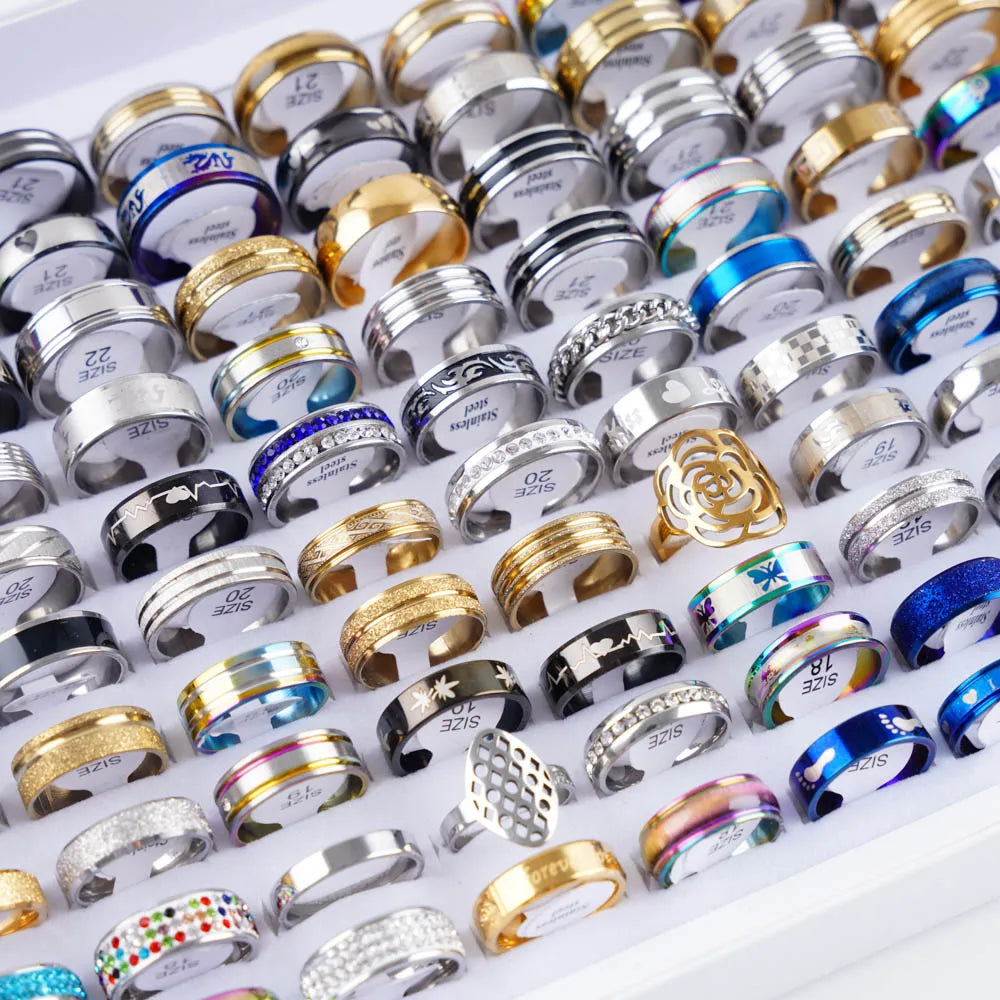 20 Teile/los Mode Herz Streifen Edelstahl Liebe Ringe Für Männer Frauen Mischen Stil Party Geschenke Schmuck Zubehör