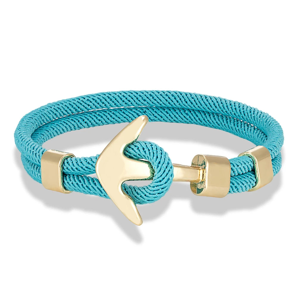 MKENDN Waterproof Anchor Bracelets Men Double Strand Nautical Survival Rope Bracelet For Women Gold Color Navy Sport Buckle