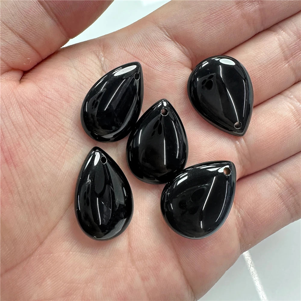 High Quality Smooth Water Drop Gem Pendant Natural Apatite Quartzs Labradorite Top Drilled Charm Bead For Jewelry DIY 18X25MM