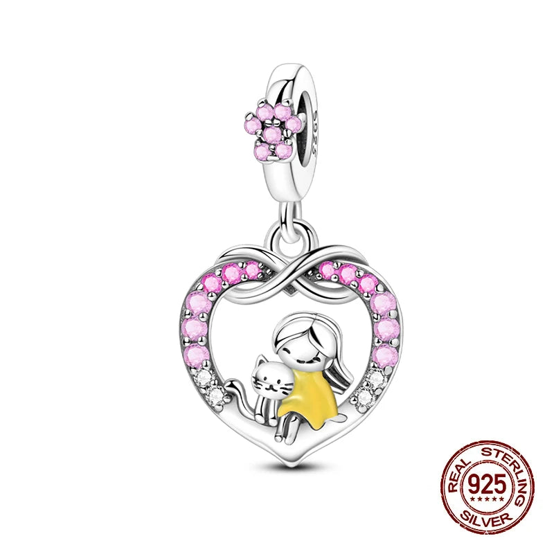 100% 925 Sterling Silver Lovely Pet Cat Paw Dog Warm Family Charms Beads Fit 3MM Original Bracelets DIY Jewelry Gift For Friends